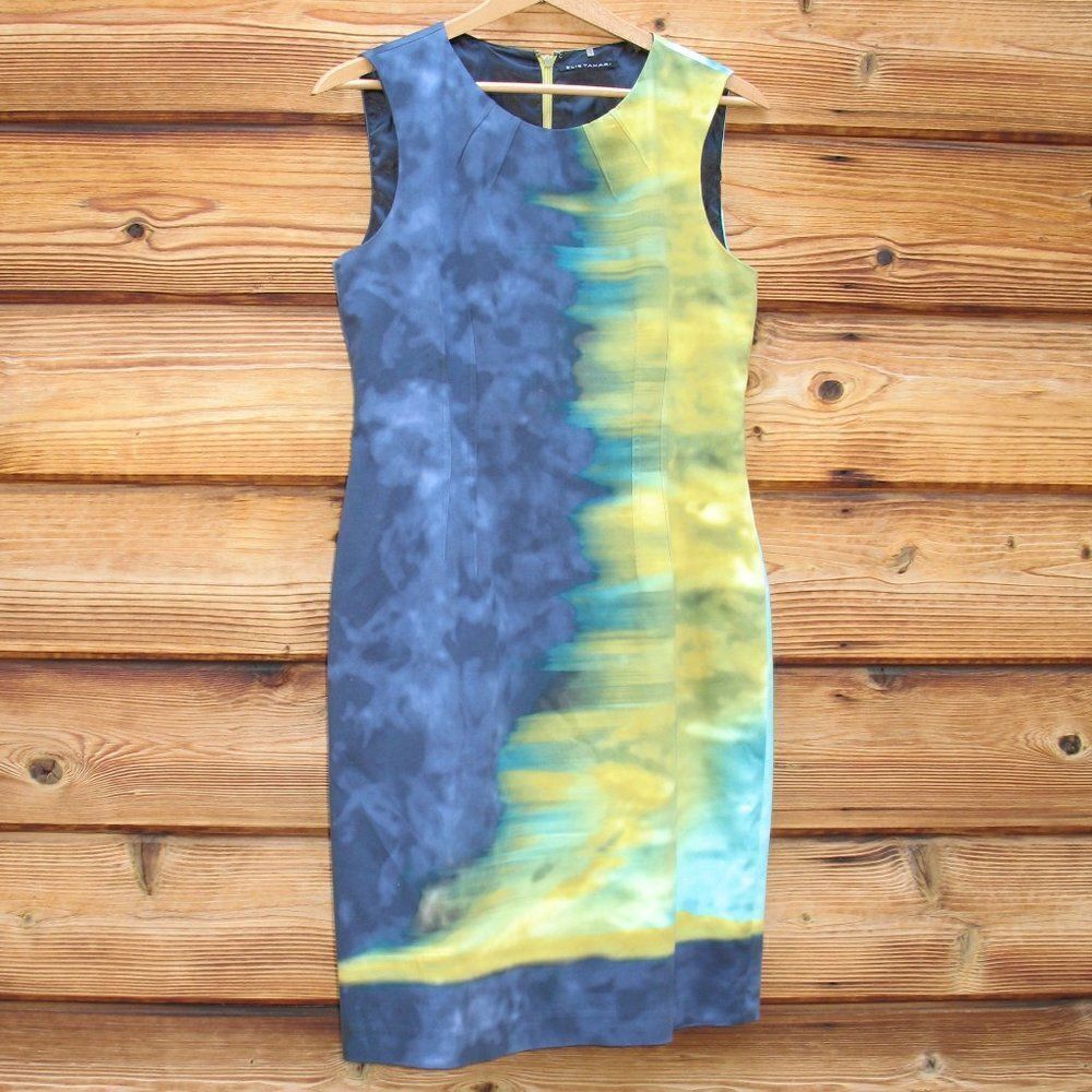 Elie Tahari Blue Multi Color Stretch Dress 6 - Picture 2 of 7